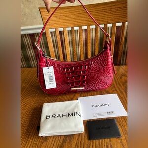 NWT Brahmin Kyrie Merlot Ombre Melbourne Cross Embossed Leather Shoulder Bag.